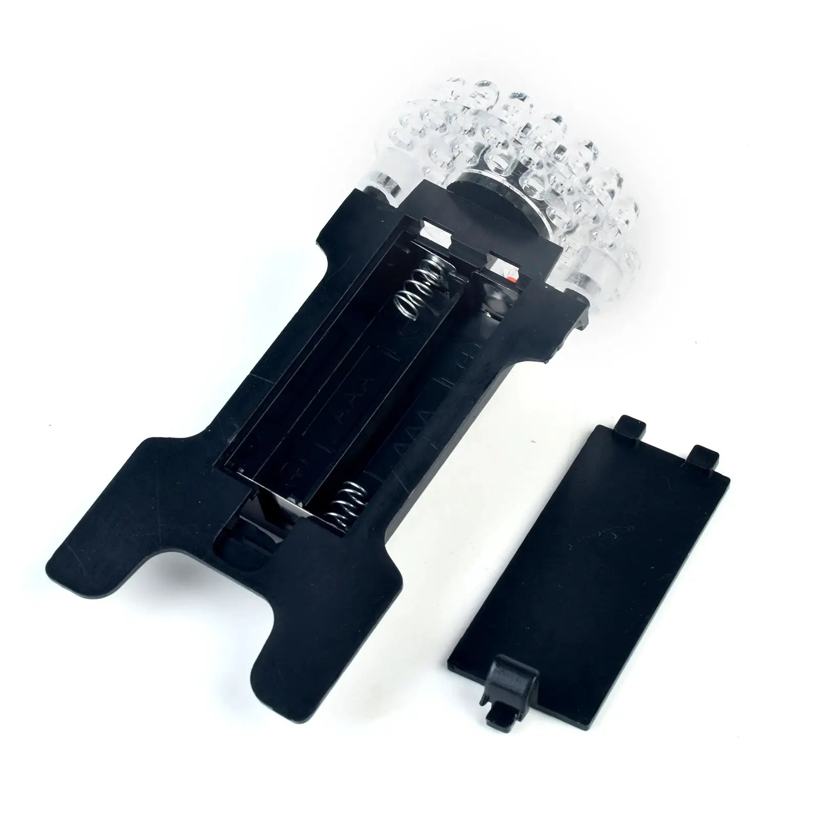 Eleopard fake CCTV camera with flashing red LED, black plastic mounting base, Simples Market.
