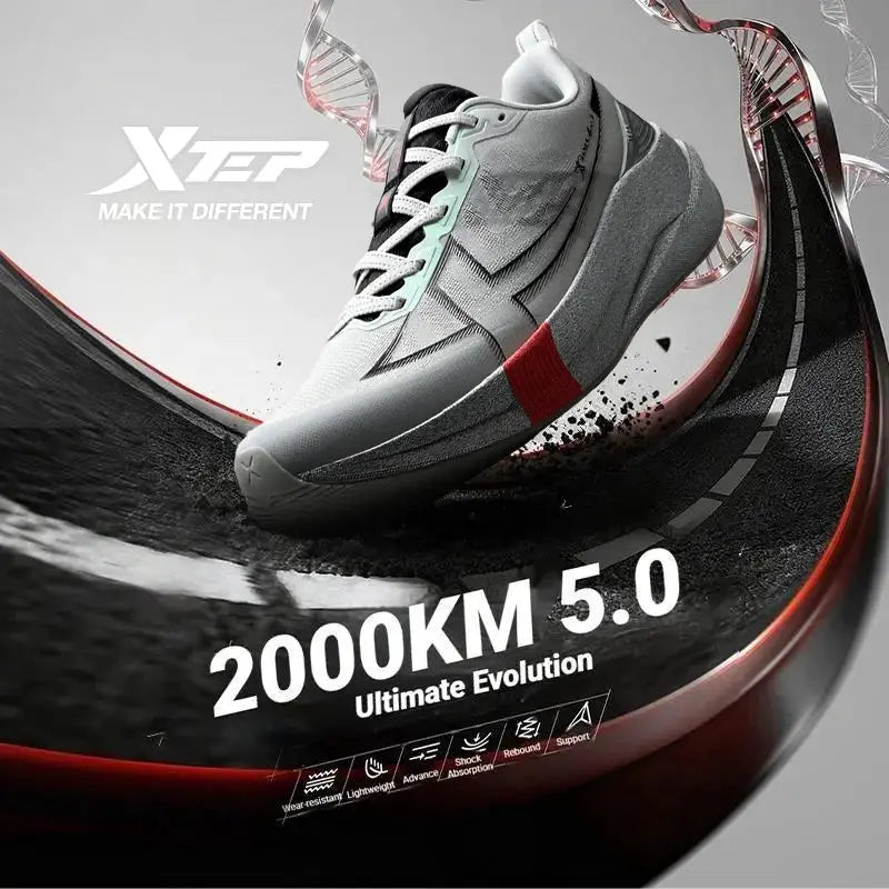 Xtep 2000KM 3.0 men’s running shoes in gray/white, wear-resistant lightweight cushioned sneakers