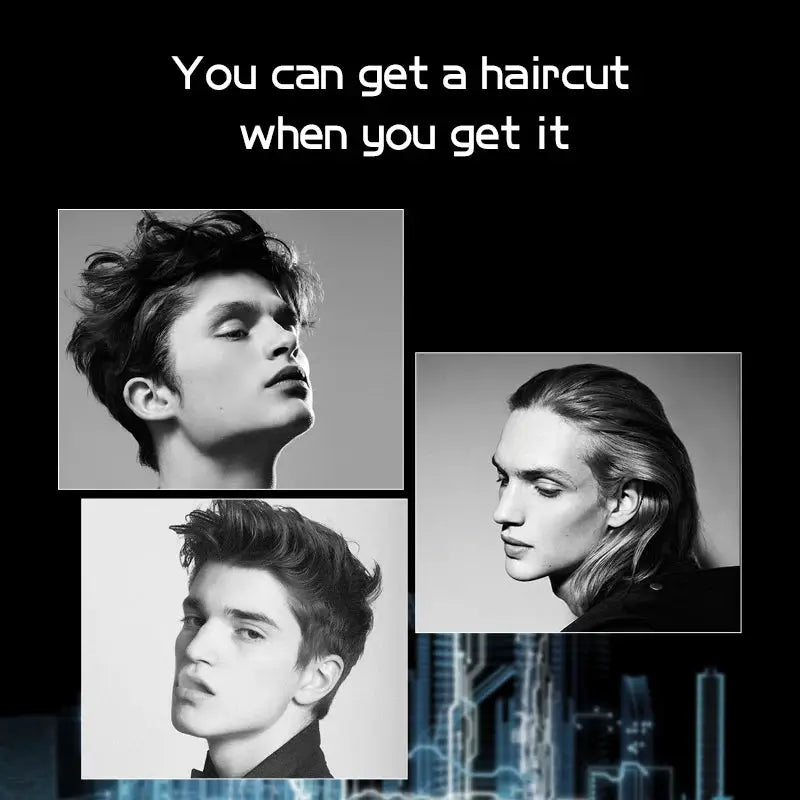 VGR 363 Razor Electric Shaver by Simples Market - collage of four black-and-white male portraits on black background