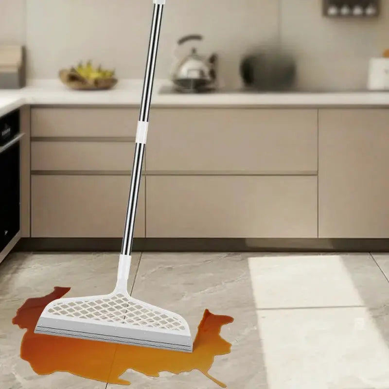 1pc silicone scraper broom squeegee by Simples Market for bathroom floor/window, white head, heavy-duty and fast-drying