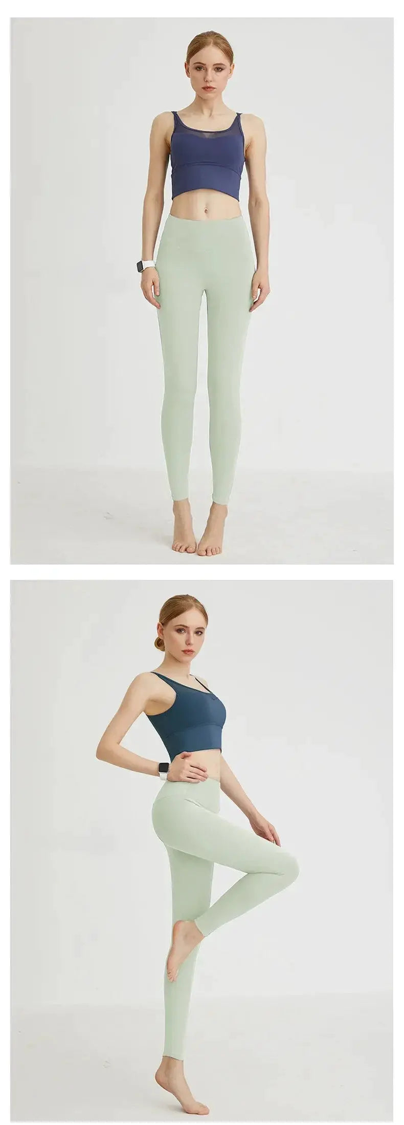 Simples Market UPF50+ women yoga leggings, high-waist mint-green with hip-lift design