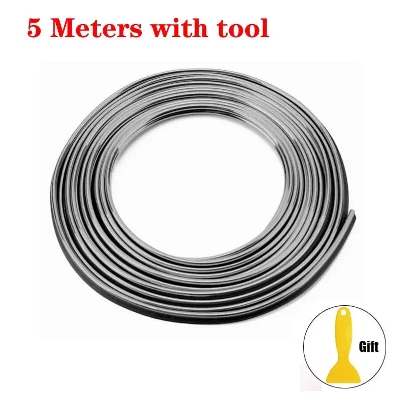 Car molding decoration flexible strip coil, 5m length, black interior auto trim by Simples Market