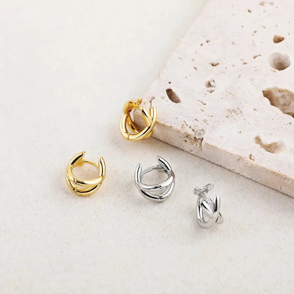 Crisscross Gold Silver Tiny Huggie Hoop Earrings For Women Mini Geometric Cartilage Piercing Punk Jewelry