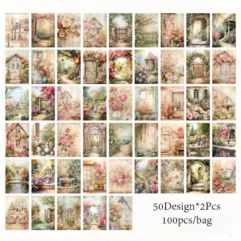 Mr Paper Garden Whisper Series Material Book 4 Styles 100 Pcs Bottoming Paper For Scrapbooking And Journaling