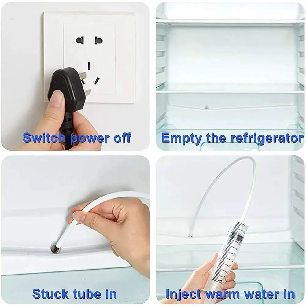 5 Piece Refrigerator Drain Cleaning Kit With Brush Suction Syringe And 1.5 Meter Hose For Fridge Drain Hole Cleaning