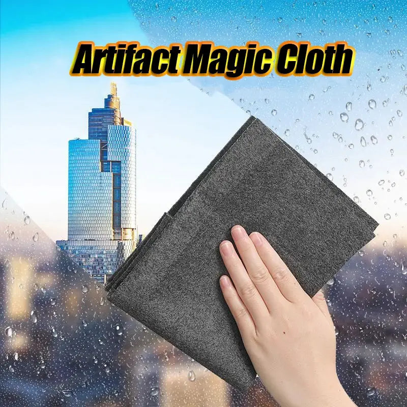 Artifact Magic Cloth microfiber cleaning cloth in dark gray; reusable window and glass wipe.