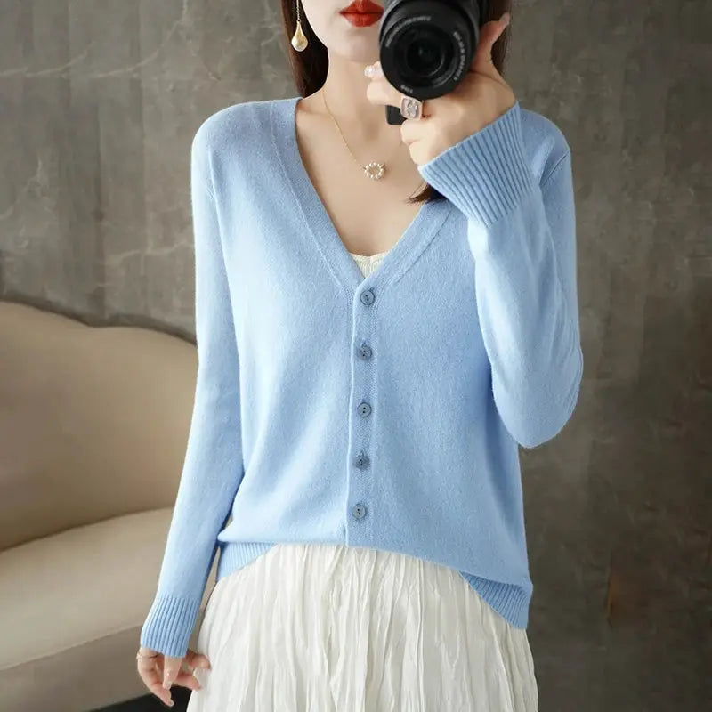 Zhi D035 V Neck Loose Knit Cardigan For Women Warmth And Daily Comfort For Autumn And Winter