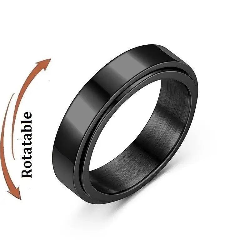 Rotatable black stainless steel knuckle ring for men and women