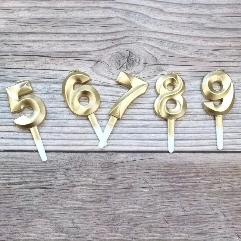 Creative Gold Diamond Number Candle Large 3D Birthday Cake Topper for Anniversary Celebration Age Decor