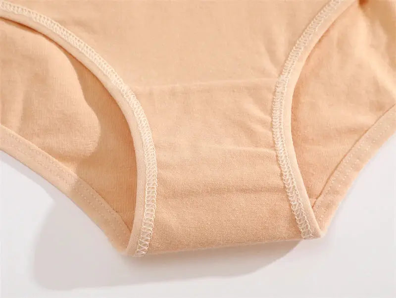 Simples Market FINETOO cotton women's panties, peach nude, low-rise briefs, breathable fabric, 3-pack