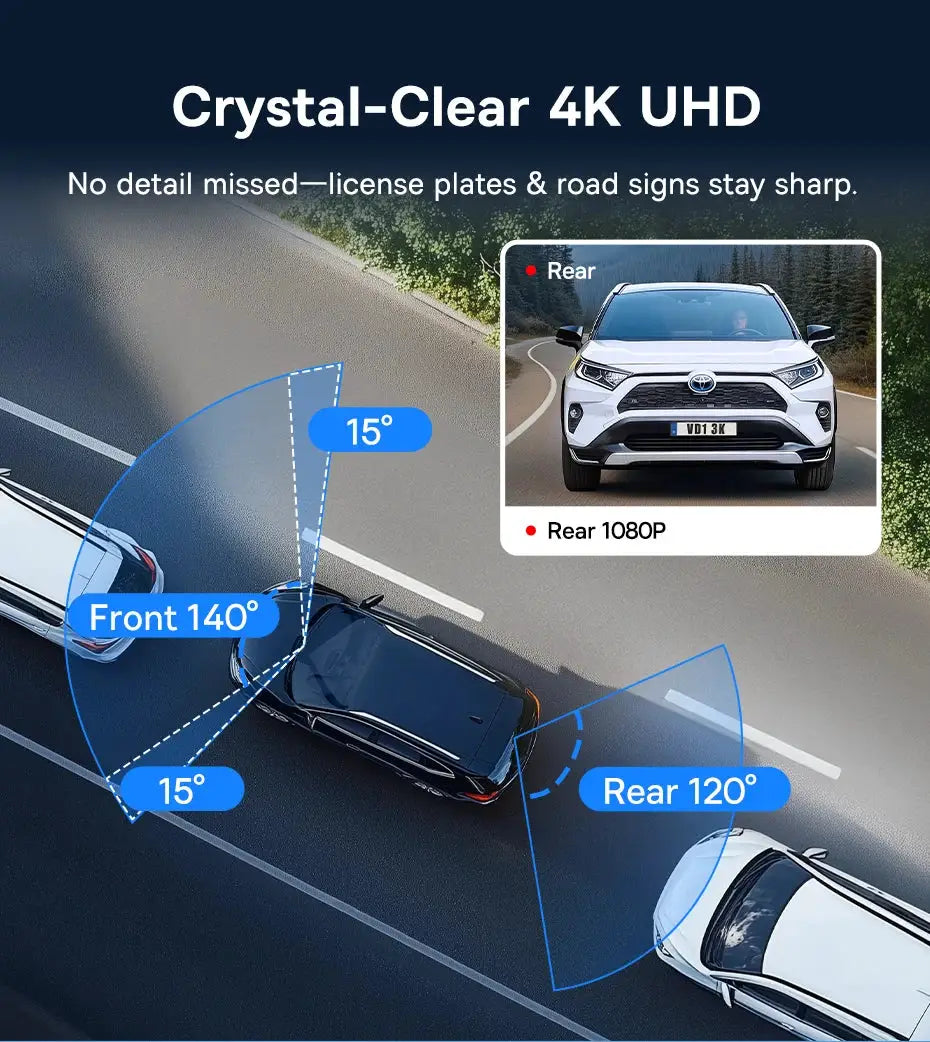 Baseus 4K Dash Cam VD1 Pro Front and Rear UHD car camera with Sony sensor, night vision, WiFi6
