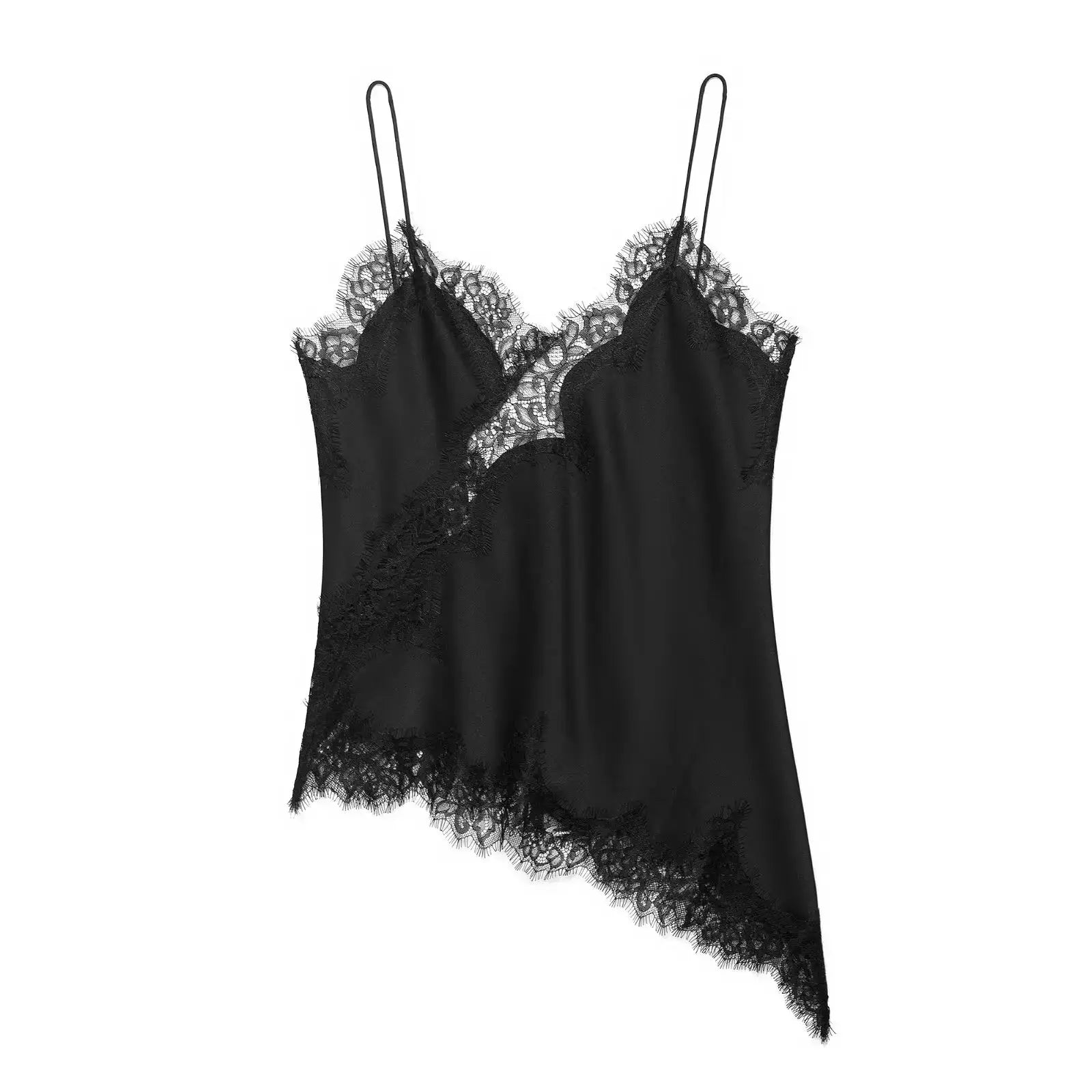 Sexy Women Asymmetrical Lace Slip Tops Backless Sleeveless Off Shoulder Beachwear With Elegant Lace
