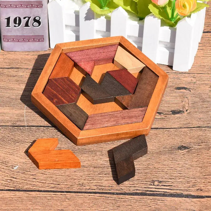 Wooden Geometric Shape Jigsaw Board Puzzles For Kids Children Brain Teaser Non Toxic Wood Toys Educational Development