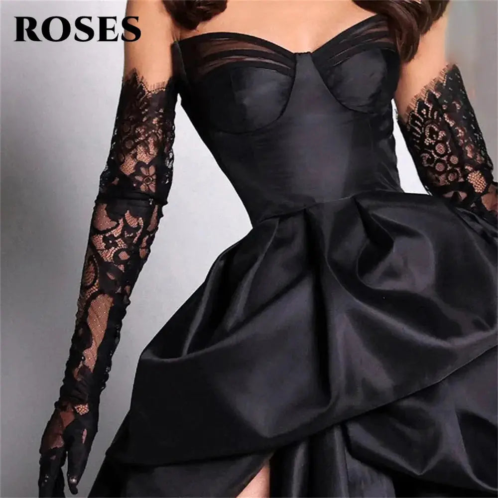A Line Black Prom Dress Satin Sweetheart Neckline Sleeveless Pleated