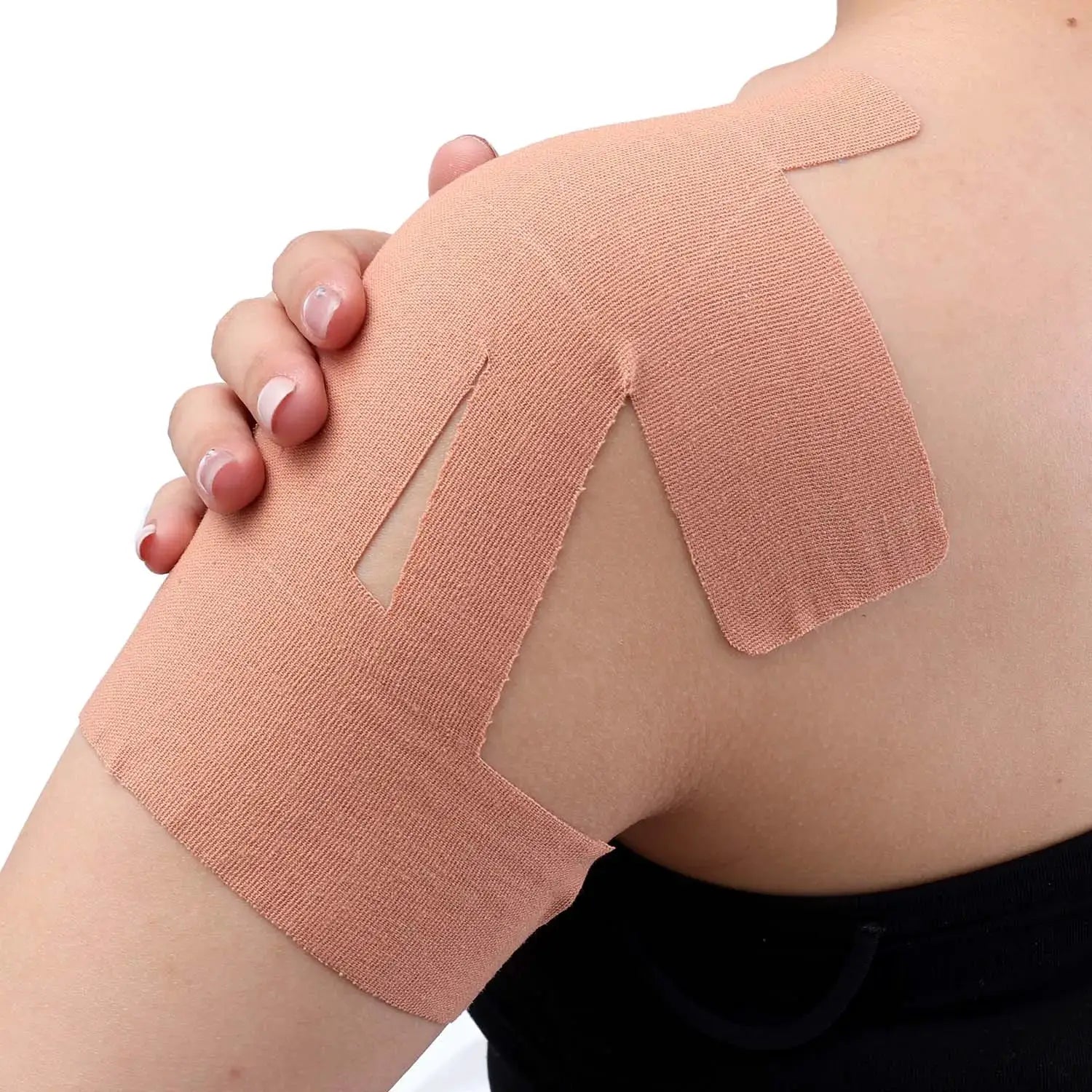 Shoulder kinesiology tape precut, peach-colored fabric, waterproof and breathable