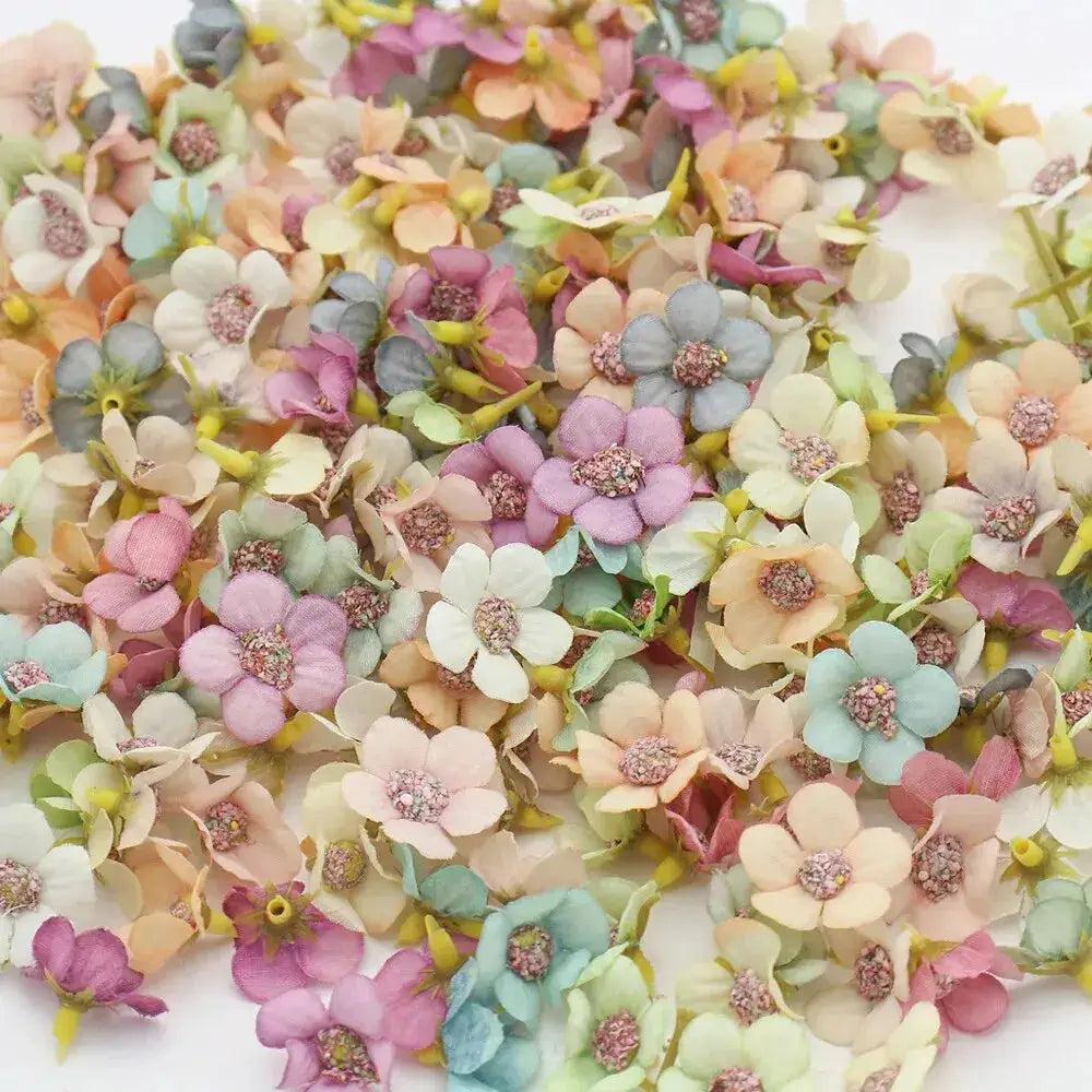 50 Piece Mini Artificial Rose Flower Heads Silk Fake Flowers For Home Decor Wedding Decoration Craft Wreaths Gifts