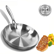 304 Stainless Steel Frying Pan Uncoated Nonstick Surface For Gas Stove And Induction Cooker