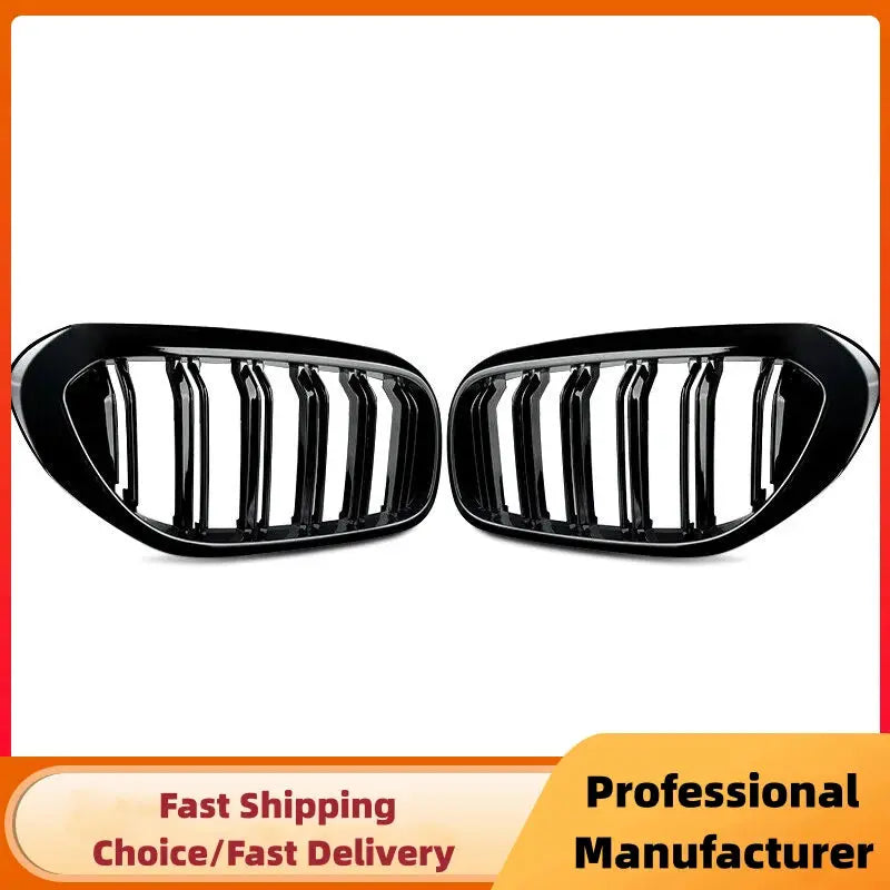 BMW 5 Series G30/G31 double-slat kidney grilles, glossy black front bumper grills (pair) Simples Market