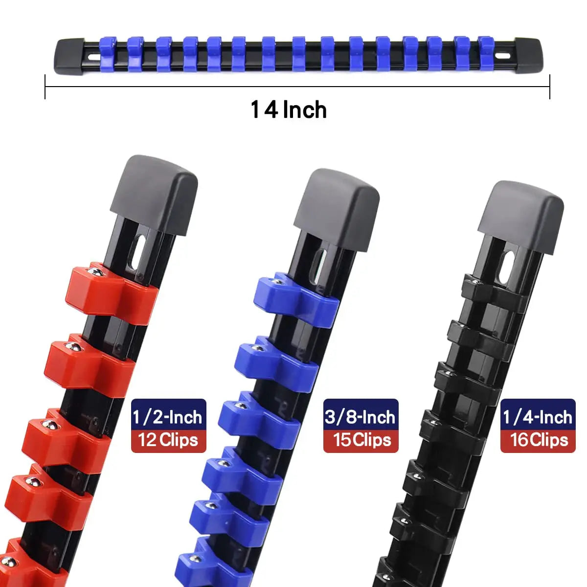 Durable Plastic Socket Organizer Rail Bracket For Quarter Inch Three Eighths And Half Inch Wrenches