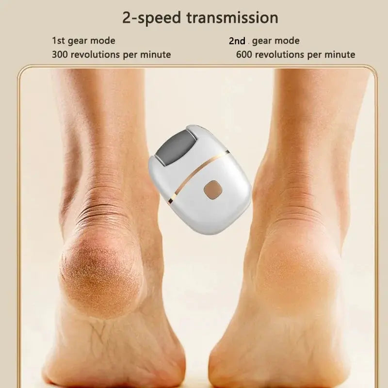 Electric foot grinder, rechargeable white device with two different thickness grinding heads