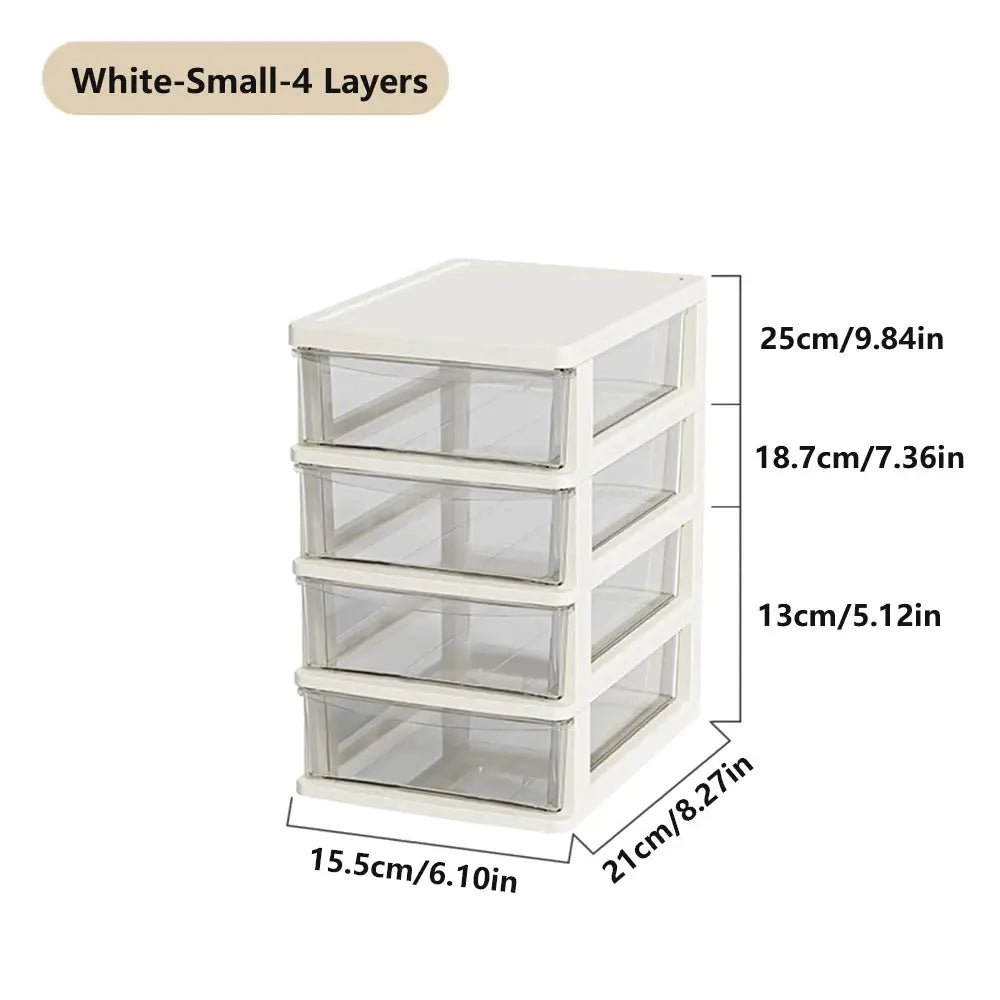 Clear Desktop Storage Box With Drawer Heightened Table Organizer Plastic Office Cabinet For Stationery Cosmetics