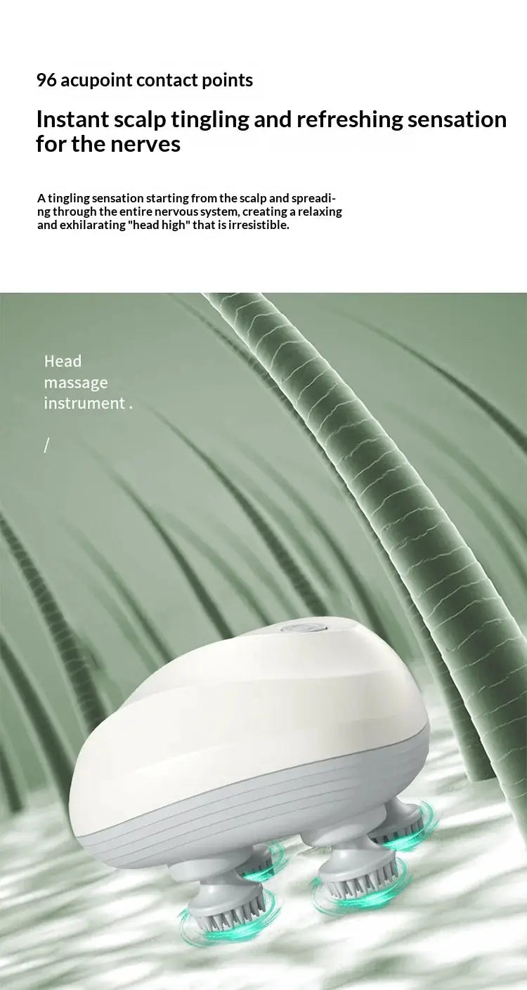 Deep Scalp Massager with dual rotating heads by Simples Market, white, washable and portable
