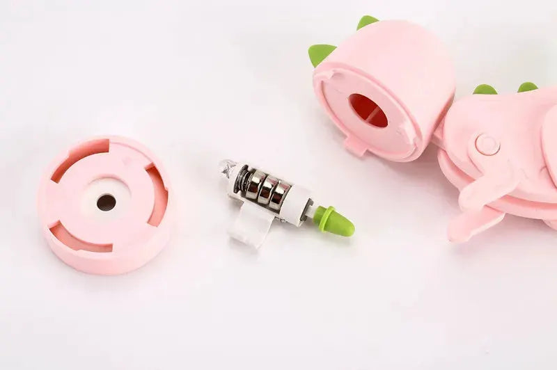 Pink mini night light LED cartoon hero police desk lamp by Simples Market; 3-piece disassembled components.