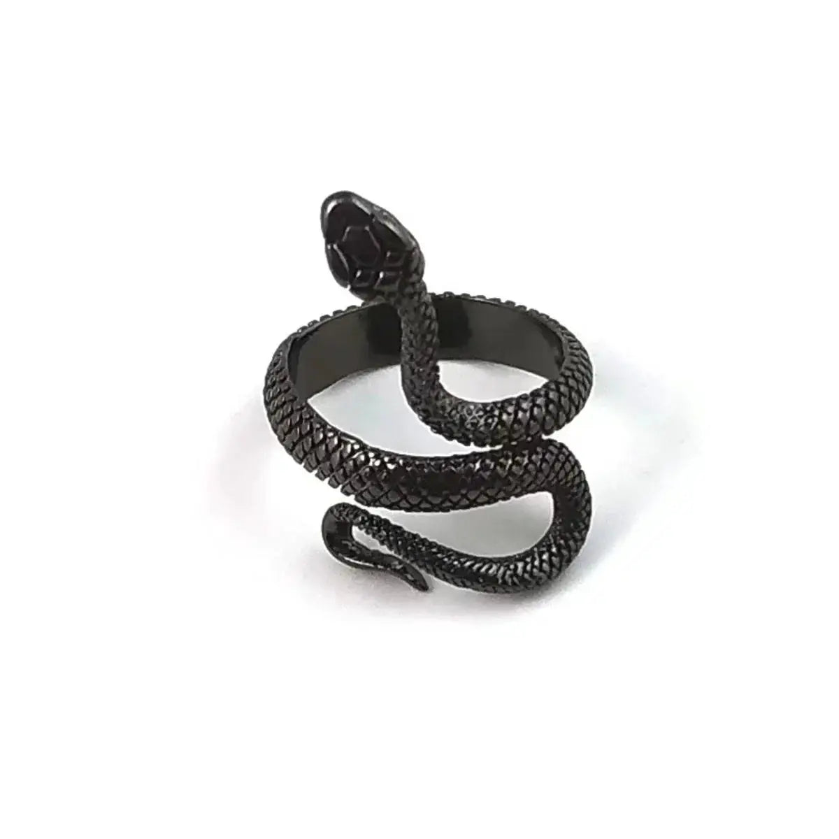 Unisex Punk Goth Snake Ring Black Plated Adjustable Fashion Jewelry For Men And Women Party Gift