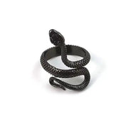 Unisex Punk Goth Snake Ring Black Plated Adjustable Fashion Jewelry For Men And Women Party Gift