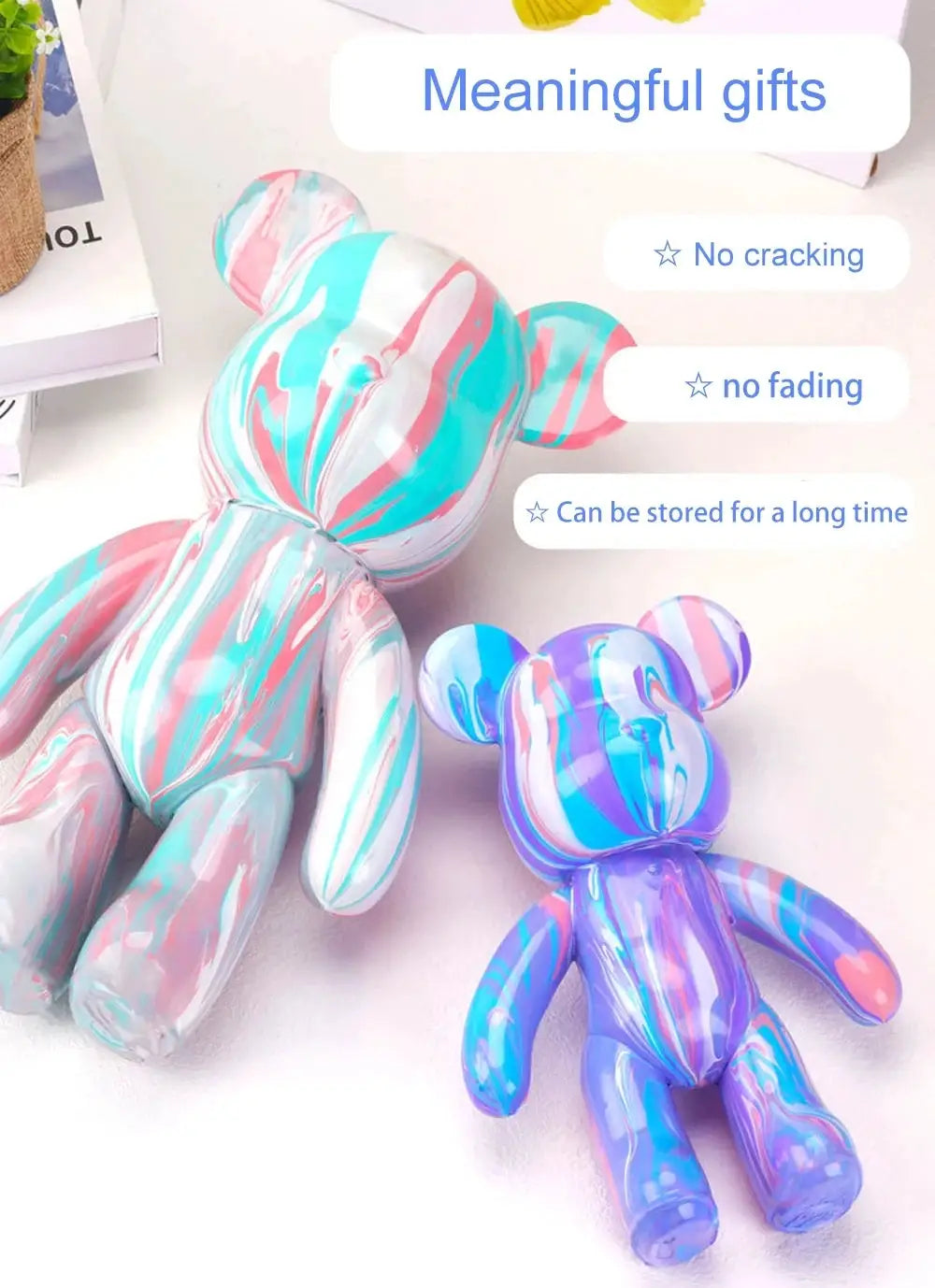 DIY Fluid Bear Sculpture Handmade Bearbrick Doll Violent Bear Graffiti Painting Toy Parent Child Gift Home Decoration