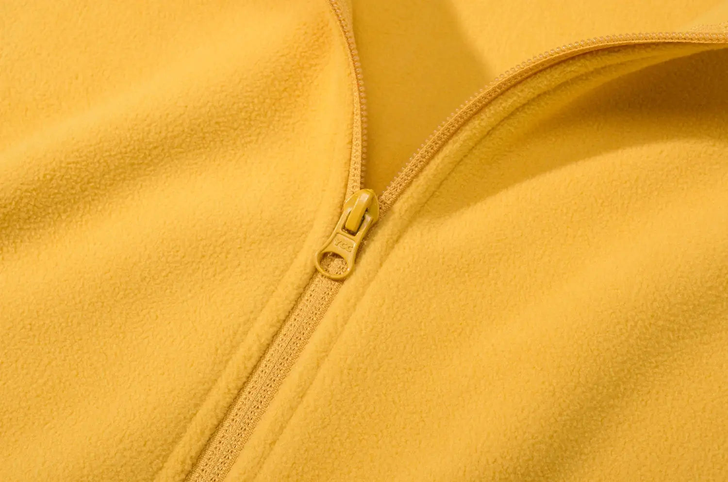 TACVASEN fleece vest close-up in yellow fabric with a YKK zipper