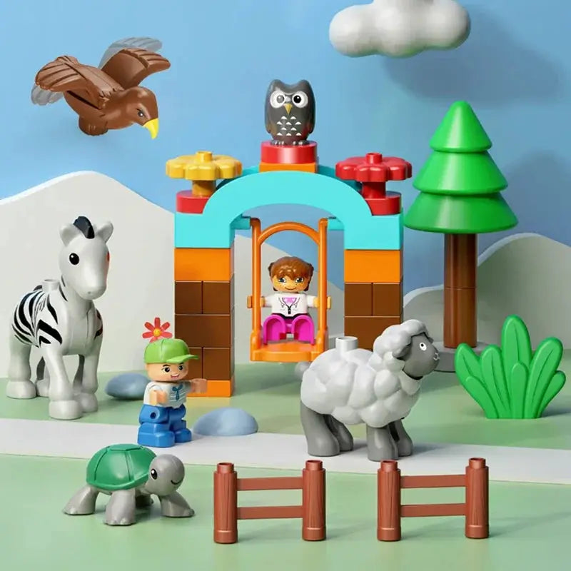 Big Building Blocks Zoo Animals Set Compatible Large Bricks For Kids Fun Assembly Toys Party Gift