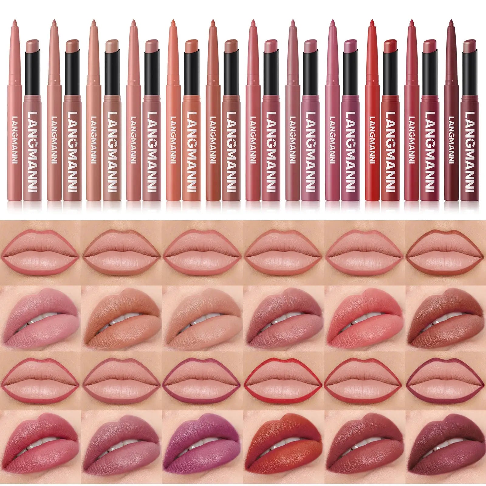 Luxelle Lip Liner and Lipstick Duo Waterproof Smudge Proof Long Lasting Wear Easy to Apply