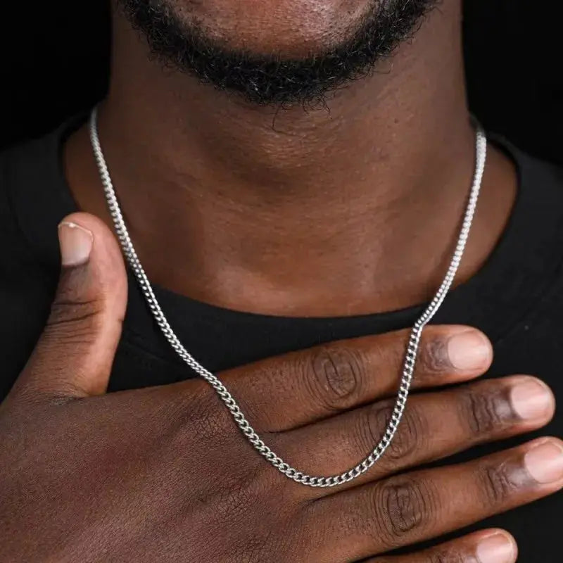3mm Mens Cuban Link Chain Necklace Stainless Steel Jewelry Fashion for Men Trendy Gift Idea