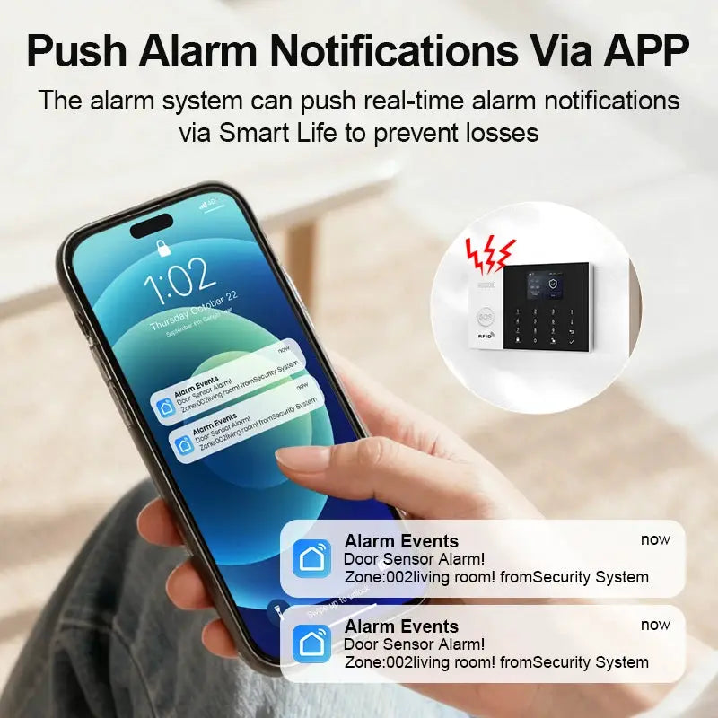 PGST WiFi 2G GSM home alarm system kit by Simples Market with door and PIR motion sensors.