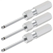 Simples Market 3pc tire valve stem core remover tool set in chrome metal finish for car, bike, motorcycle tires