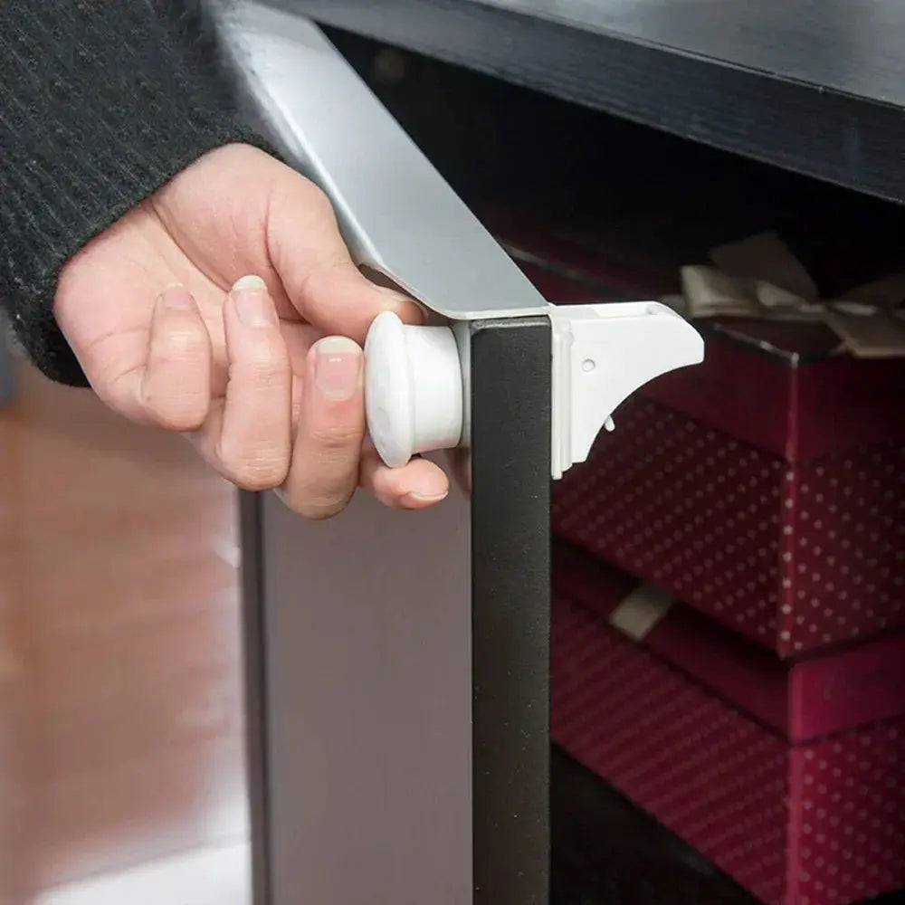Baby safety lock magnetic white plastic cabinet drawer latch for child protection