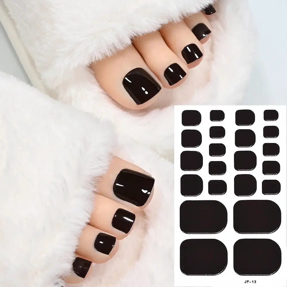 Simples Market toe nail sticker wraps, black solid color, full-cover decals on sheet