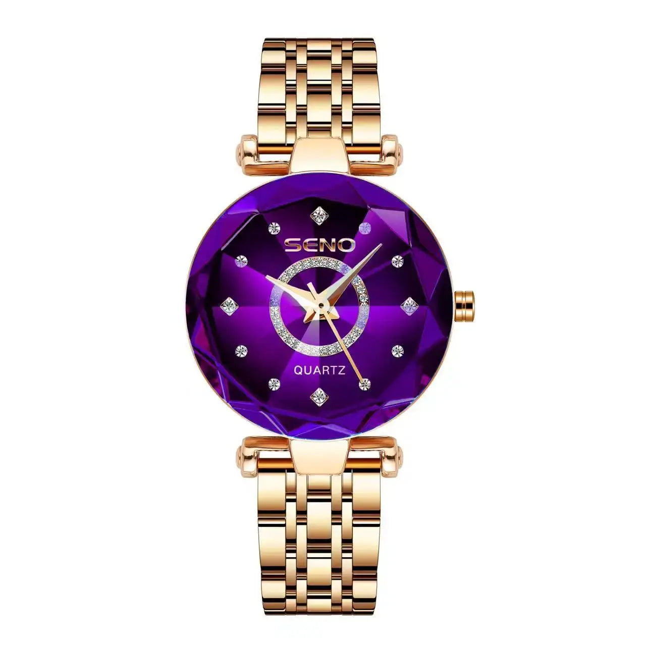 SENO Ocean Star Women Crystal Watch Rose Gold Bracelet Luxury Timepiece With Hardlex Window 2025