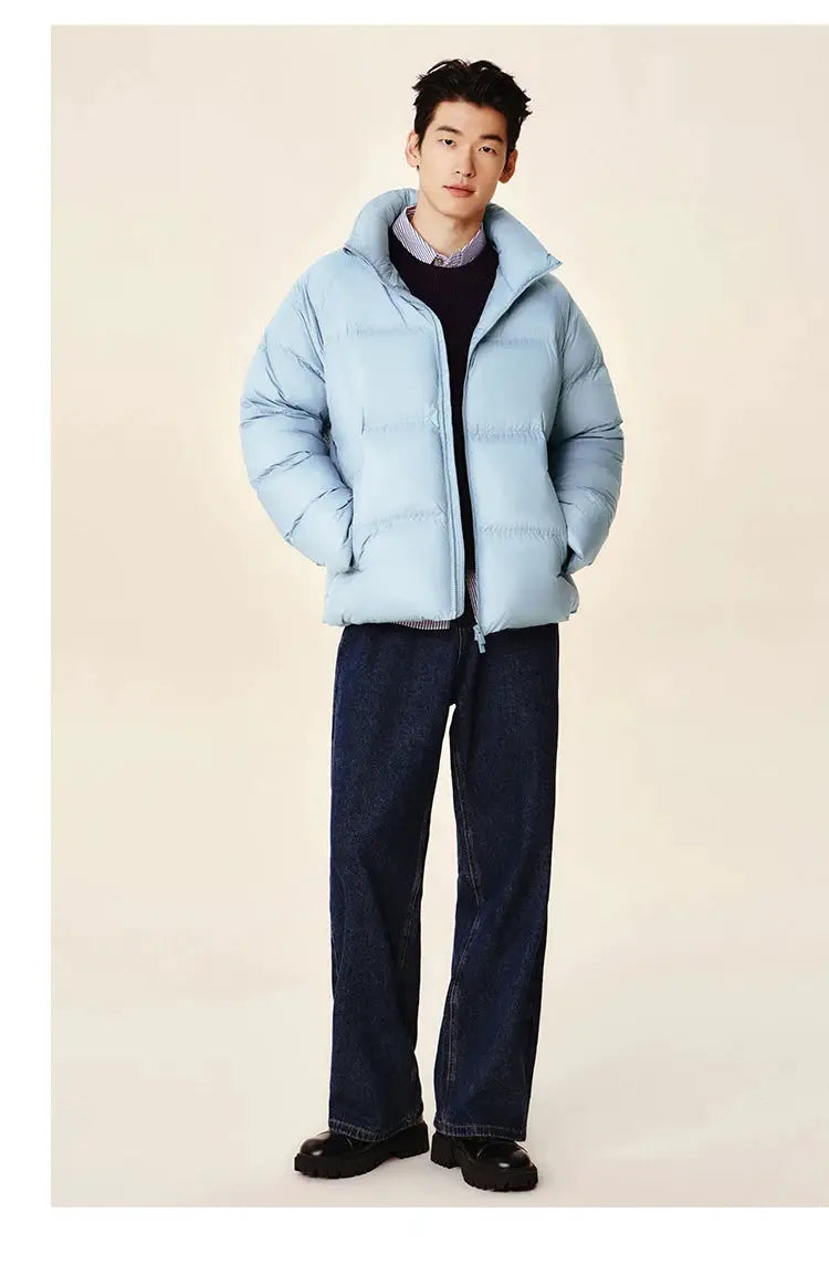 Semir down jacket, light blue puffer unisex coat by Simples Market, short quilted style