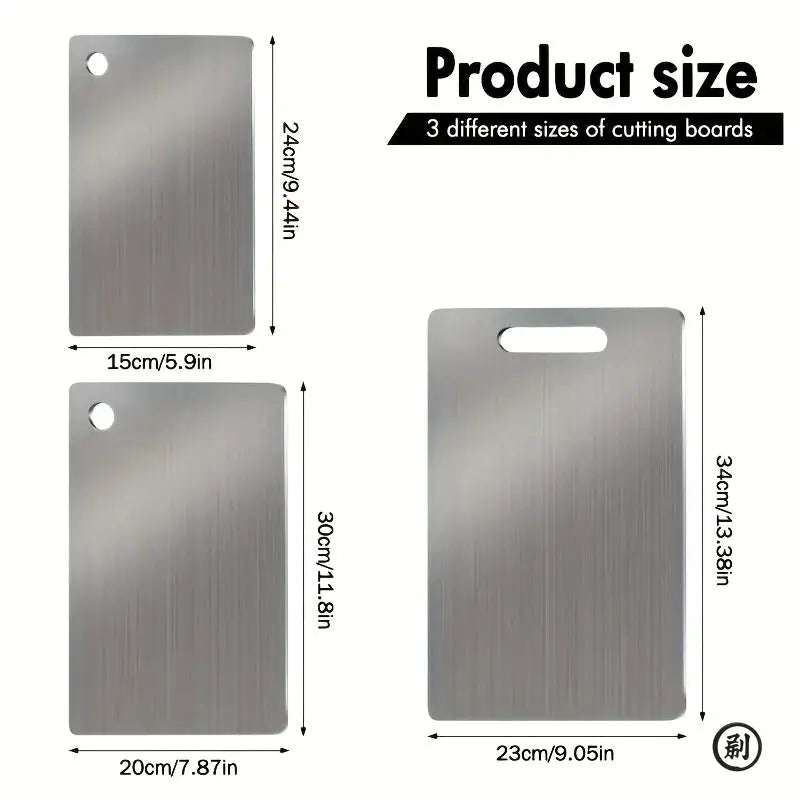 Stainless Steel Cutting Boards Set Three BPA Free Dishwasher Safe Non Slip With Juice Groove Rustproof Space Saving