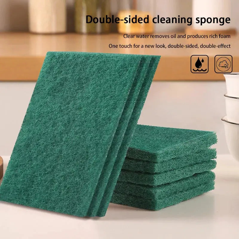 Simples Market green scrub pads set, 10/20/30 pcs, kitchen oil removal, reusable scratch-free dishwashing sponges