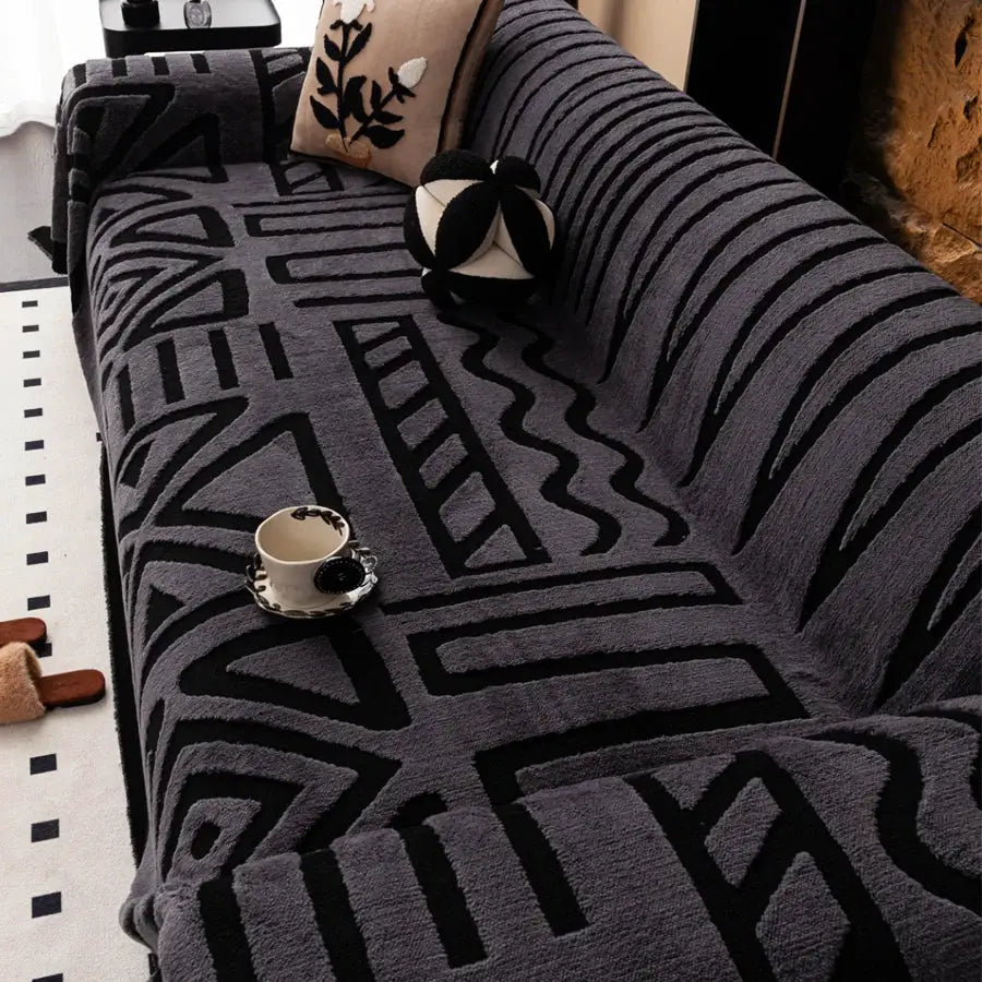 Bohemian Style Sofa Protector Blanket for Pets Interlaced Vintage Comfort for Sofas Chairs and More