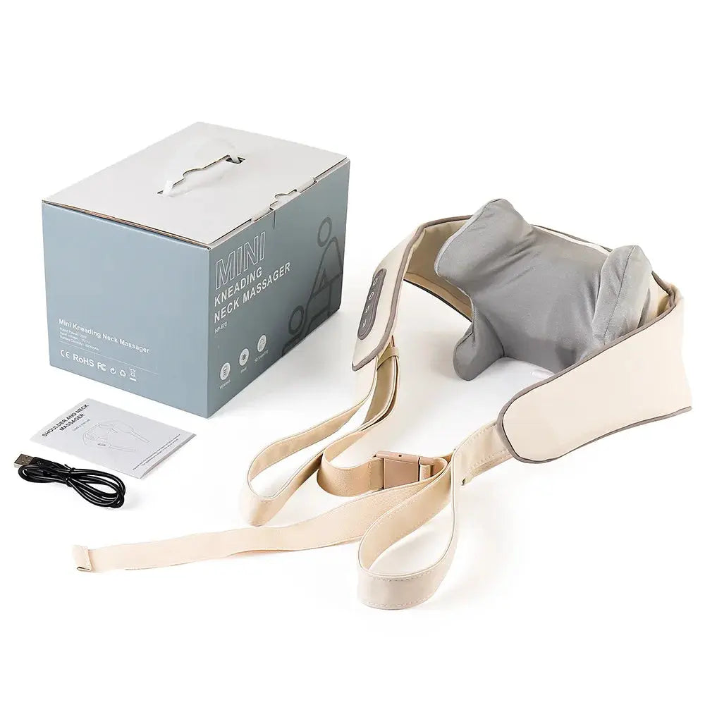 Foreverlily 26W neck and shoulder massager, wireless kneading shawl in beige