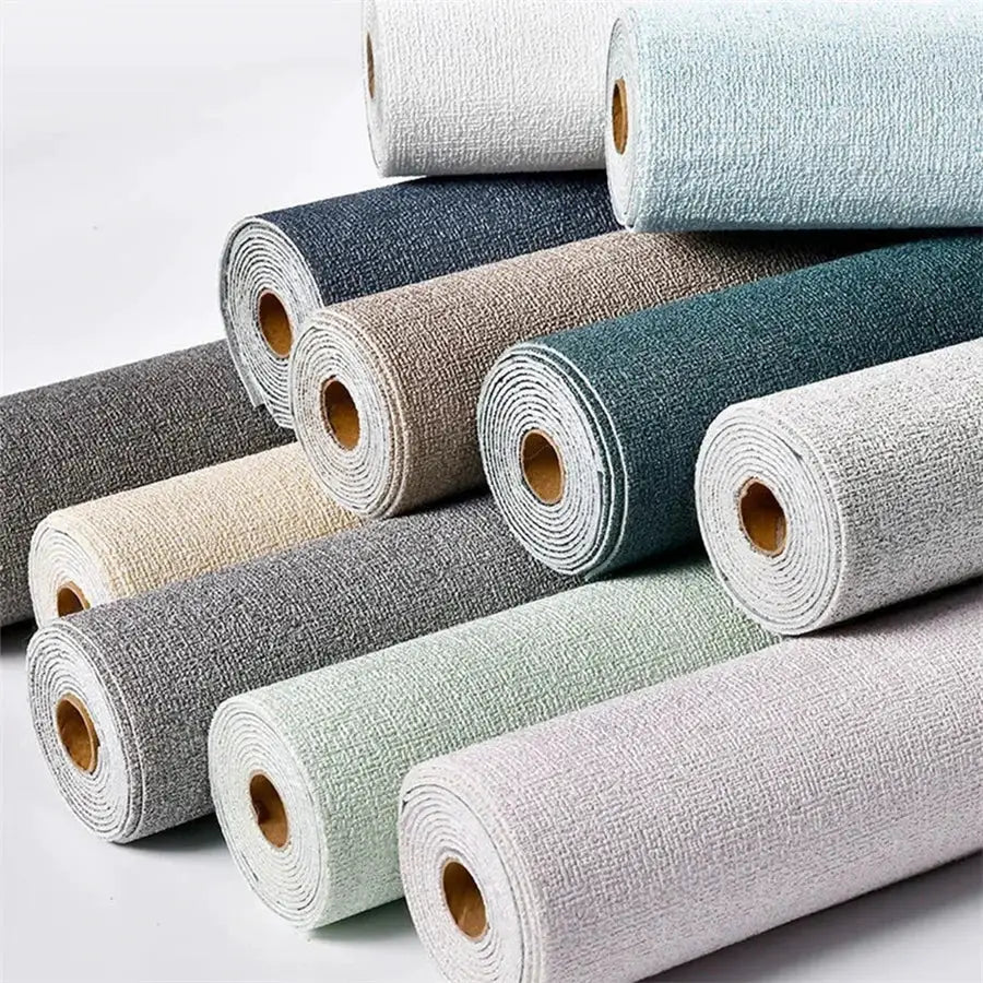 Simples Market linen 3D foam self-adhesive PVC wallpaper rolls in assorted colors