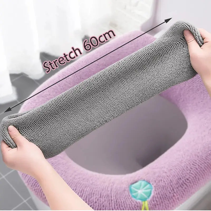 CozyNest Universal Pumpkin Pattern Toilet Seat Cover And Warm Mat Soft Hygienic Comfort For Most O Type Toilets