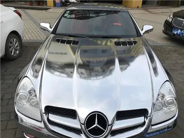 Stretchable silver chrome vinyl wrap film for cars, chrome mirror wrap, auto accessories