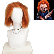 Seed of Chucky orange short cosplay wig by Simples Market, heat-resistant Bride of Chucky cosplay accessory