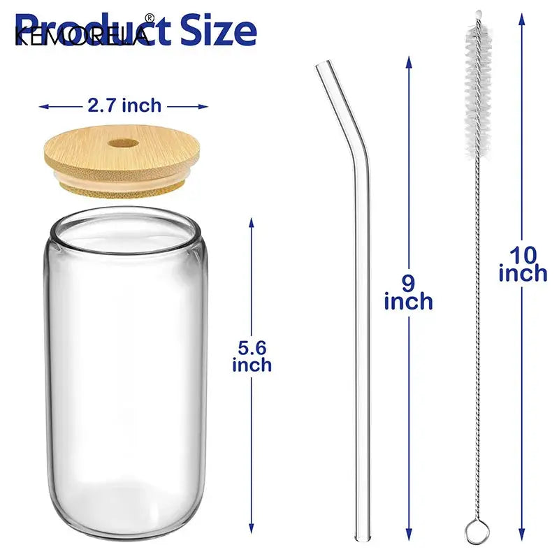 400ml Glass Cup With Wooden Lid And Straw Transparent Beverage Mug For Juice Water Beer Coffee Milk Parties