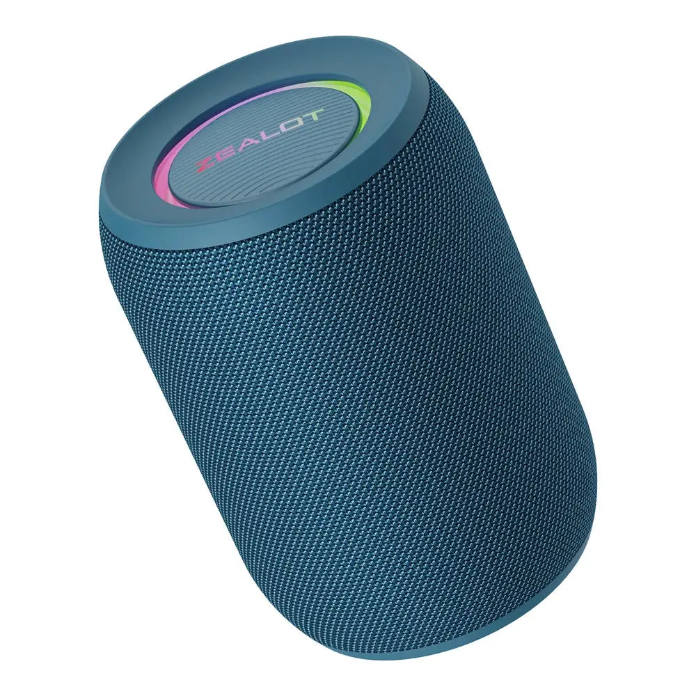 ZEALOT S32PRO Bluetooth speaker in blue fabric with LED ring on top